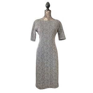 Maggy London Women' 8 Black & White Leopard Lined Short Sleeve Sheath Midi Dress